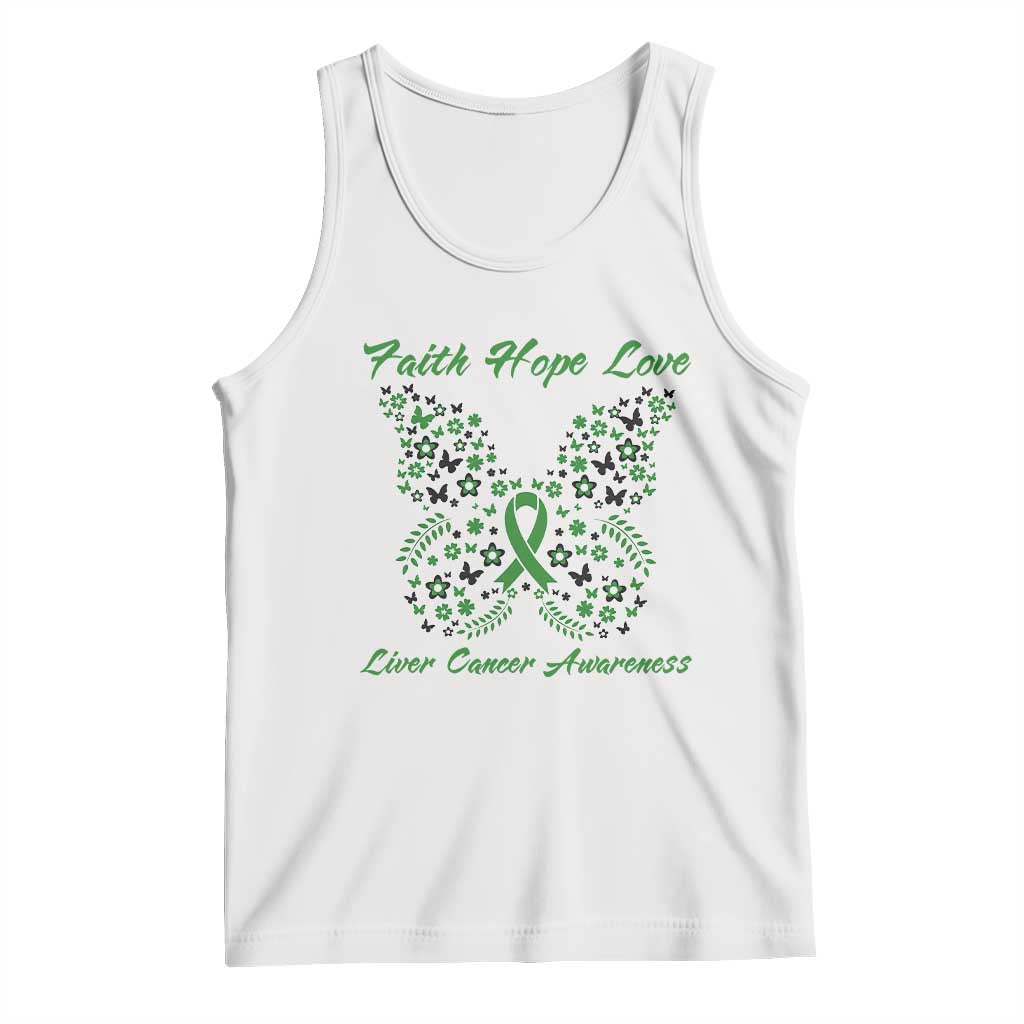 Faith Hope Love Liver Cancer Awareness Tank Top Butterfly Ribbon Floral Gift TS12 White Print Your Wear