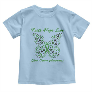 Faith Hope Love Liver Cancer Awareness Toddler T Shirt Butterfly Ribbon Floral Gift