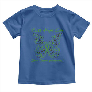 Faith Hope Love Liver Cancer Awareness Toddler T Shirt Butterfly Ribbon Floral Gift