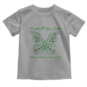 Faith Hope Love Liver Cancer Awareness Toddler T Shirt Butterfly Ribbon Floral Gift