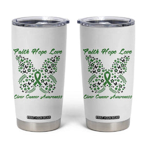 Faith Hope Love Liver Cancer Awareness Tumbler Cup Butterfly Ribbon Floral Gift