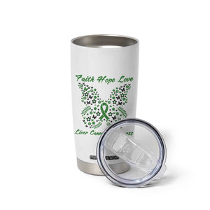 Faith Hope Love Liver Cancer Awareness Tumbler Cup Butterfly Ribbon Floral Gift