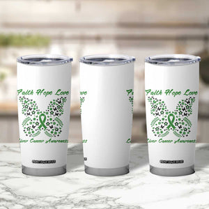 Faith Hope Love Liver Cancer Awareness Tumbler Cup Butterfly Ribbon Floral Gift