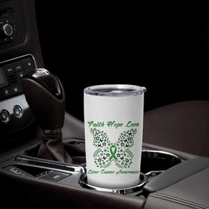 Faith Hope Love Liver Cancer Awareness Tumbler Cup Butterfly Ribbon Floral Gift