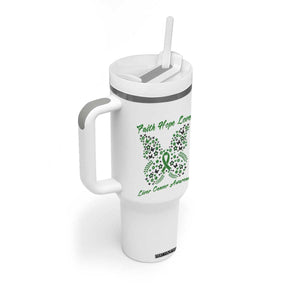 Faith Hope Love Liver Cancer Awareness Tumbler With Handle Butterfly Ribbon Floral Gift