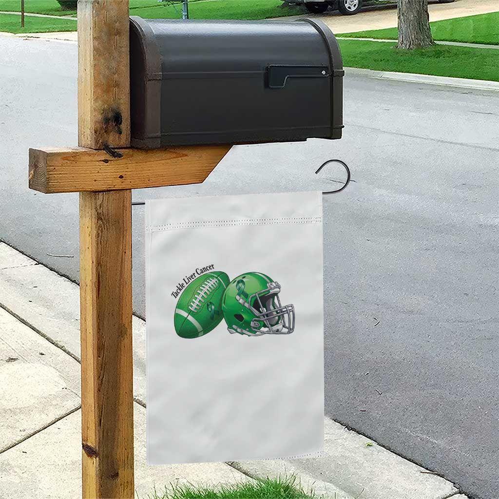 Liver Cancer Support Gift Garden Flag October Tackle Cancer Football