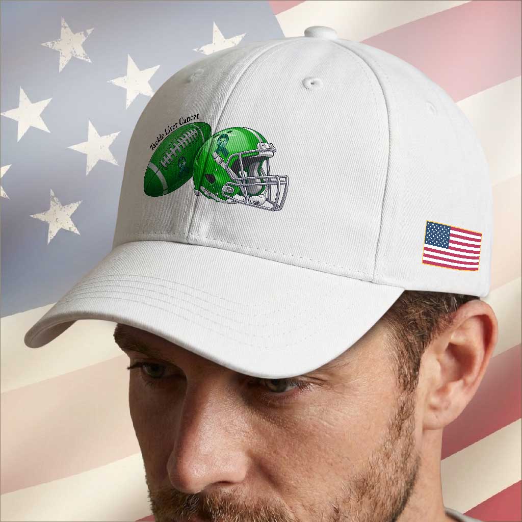 Liver Cancer Support Gift Baseball Cap October Tackle Cancer Football