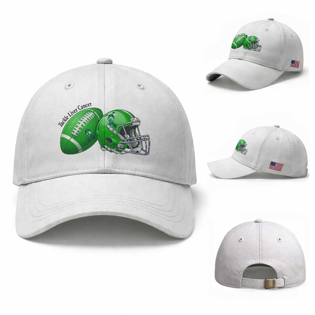 Liver Cancer Support Gift Baseball Cap October Tackle Cancer Football
