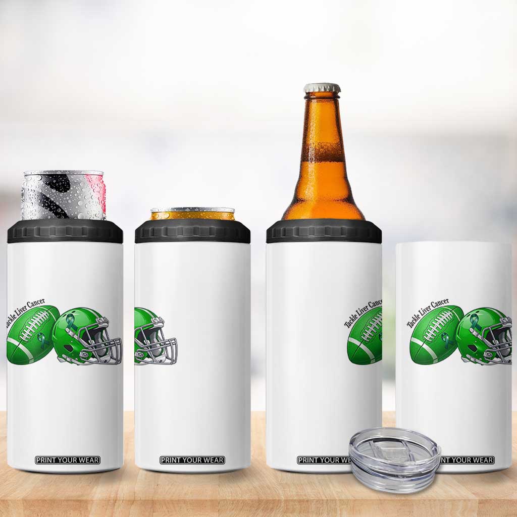 Liver Cancer Support Gift 4 in 1 Can Cooler Tumbler October Tackle Cancer Football
