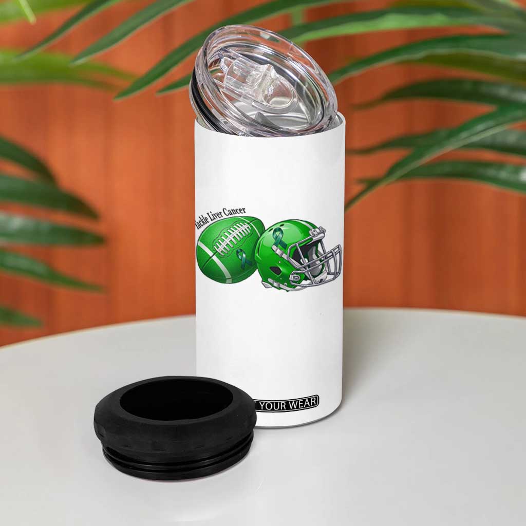 Liver Cancer Support Gift 4 in 1 Can Cooler Tumbler October Tackle Cancer Football