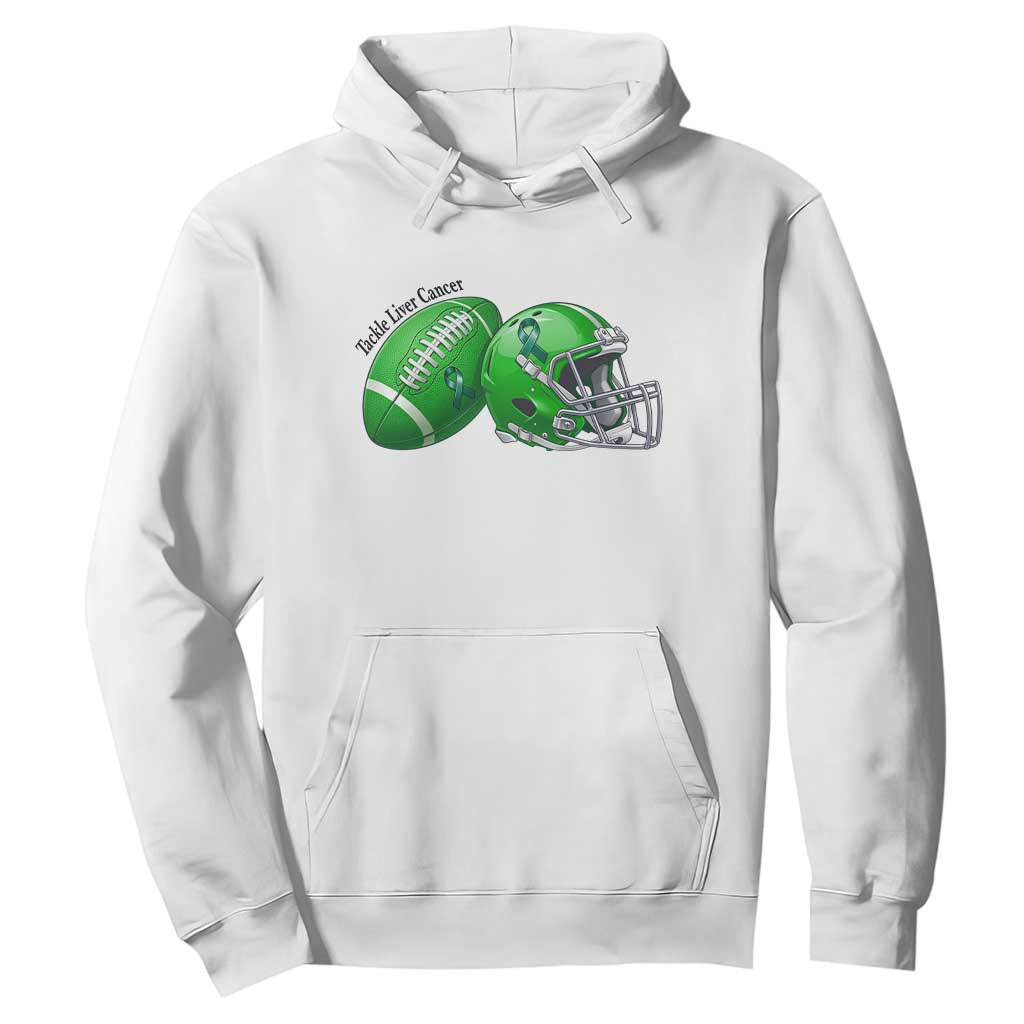 Liver Cancer Support Gift Hoodie October Tackle Cancer Football TS12 White Print Your Wear