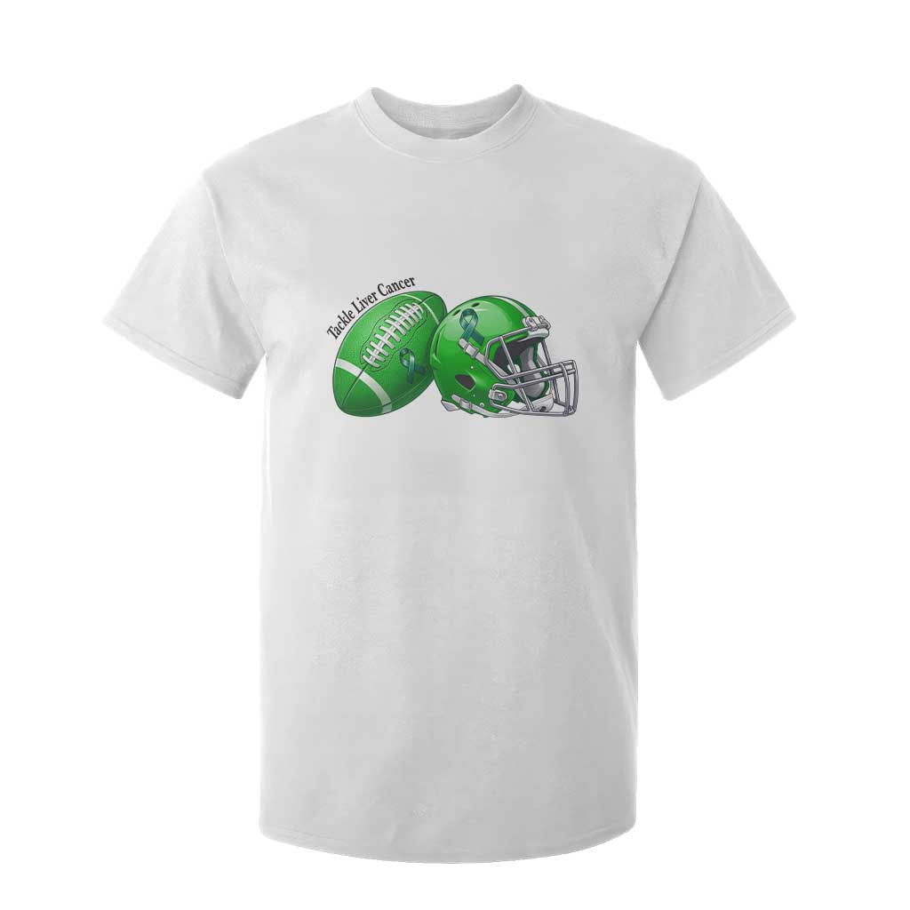 Liver Cancer Support Gift T Shirt For Kid October Tackle Cancer Football TS12 White Print Your Wear