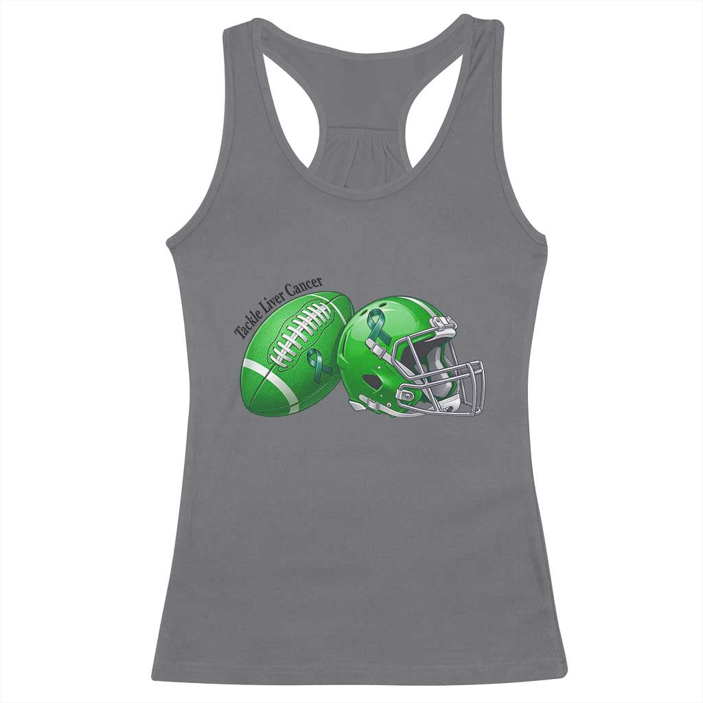 Liver Cancer Support Gift Racerback Tank Top October Tackle Cancer Football