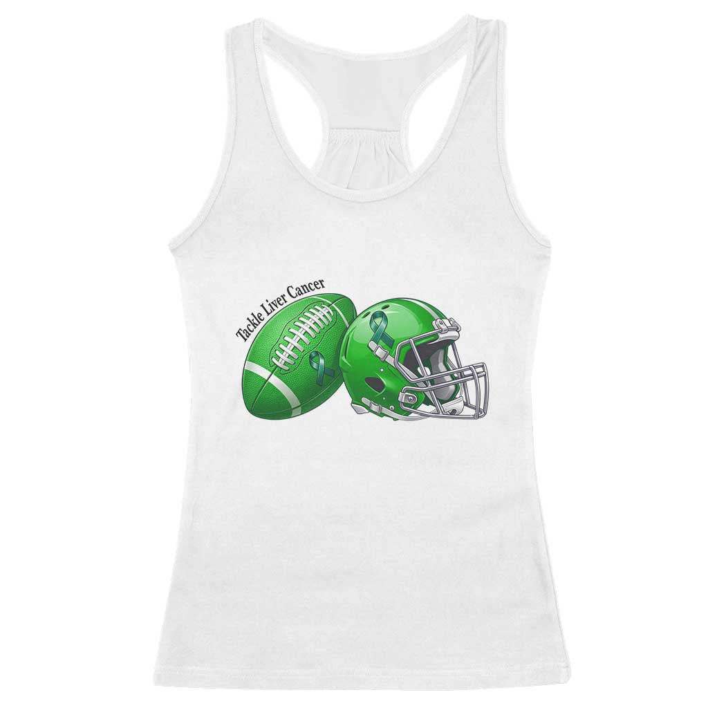 Liver Cancer Support Gift Racerback Tank Top October Tackle Cancer Football
