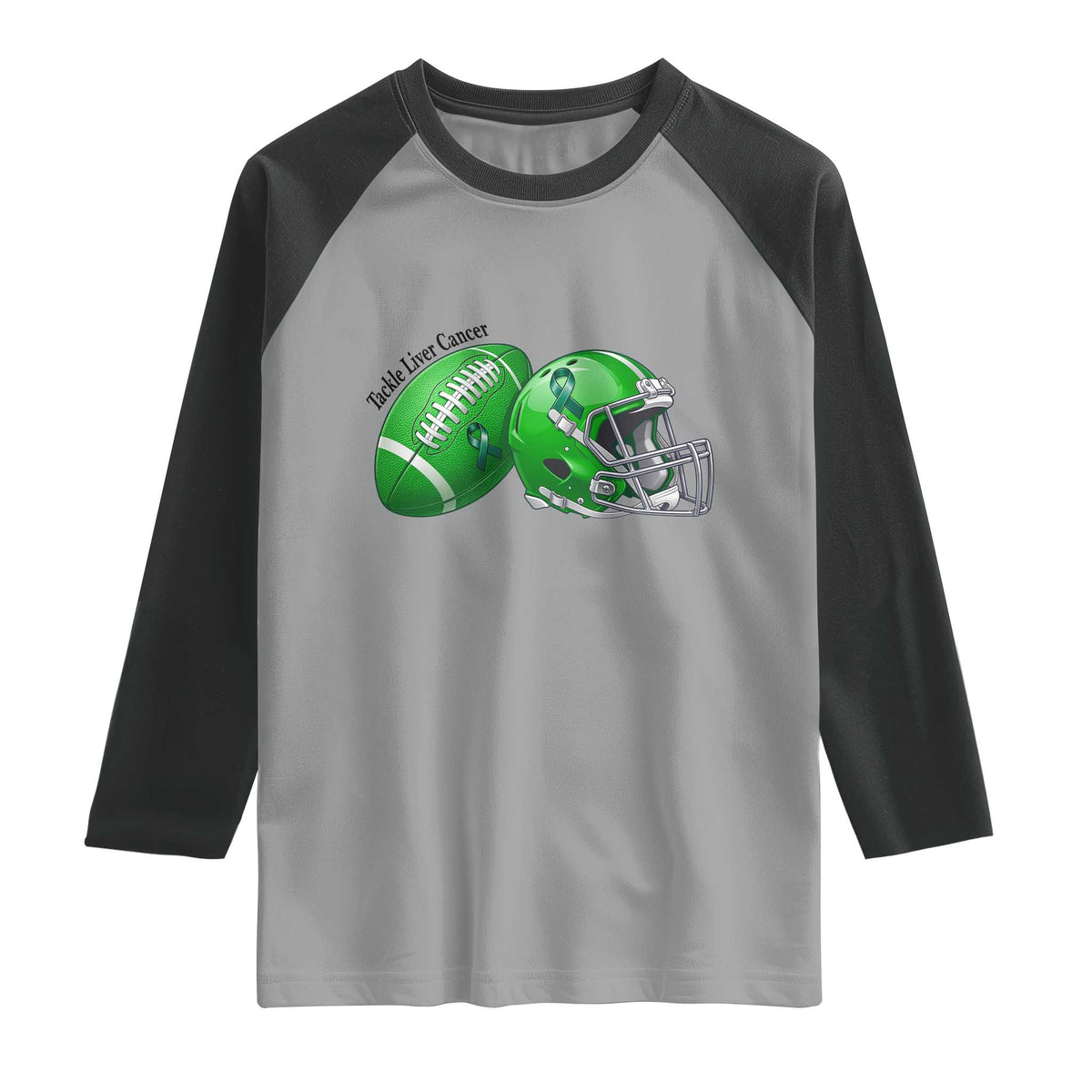 Liver Cancer Support Gift Raglan Shirt October Tackle Cancer Football
