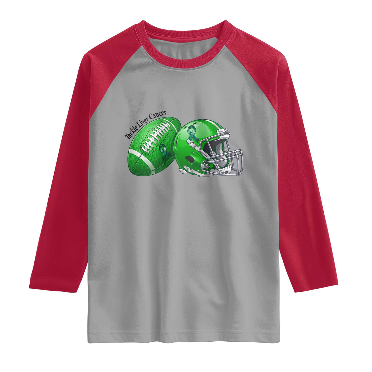 Liver Cancer Support Gift Raglan Shirt October Tackle Cancer Football
