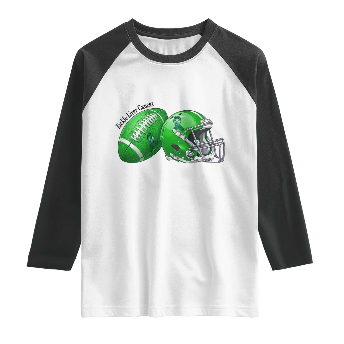 Liver Cancer Support Gift Raglan Shirt October Tackle Cancer Football