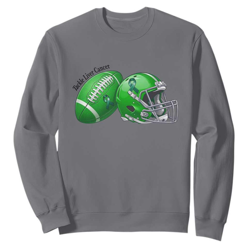 Liver Cancer Support Gift Sweatshirt October Tackle Cancer Football
