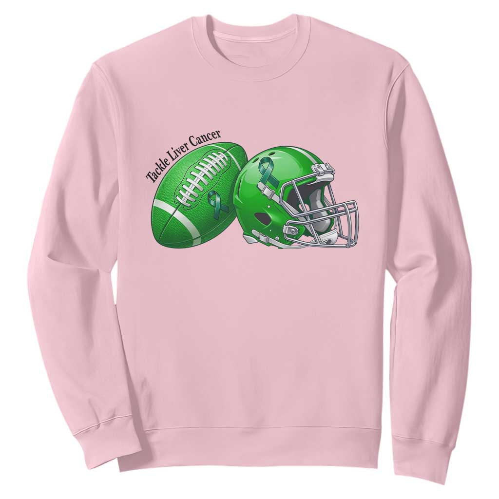 Liver Cancer Support Gift Sweatshirt October Tackle Cancer Football
