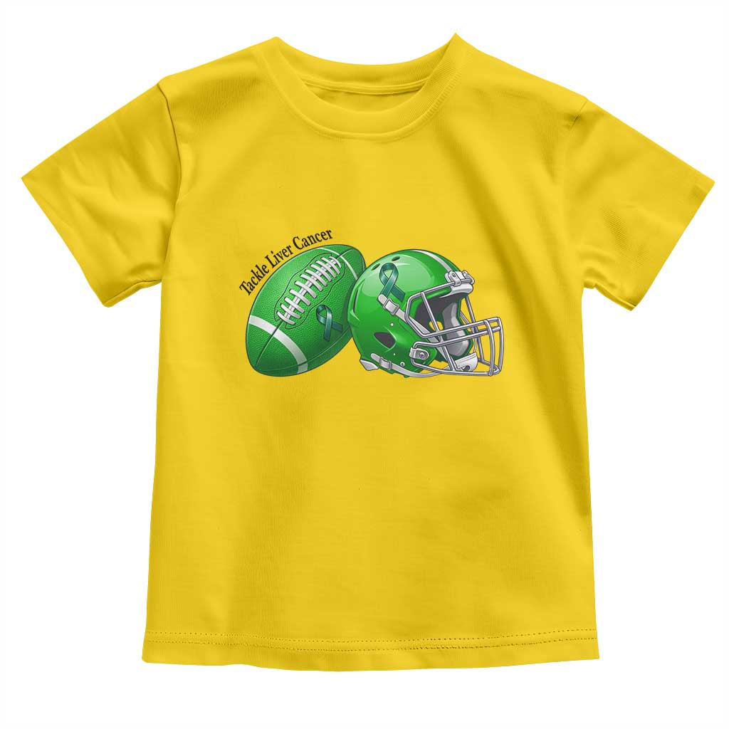 Liver Cancer Support Gift Toddler T Shirt October Tackle Cancer Football
