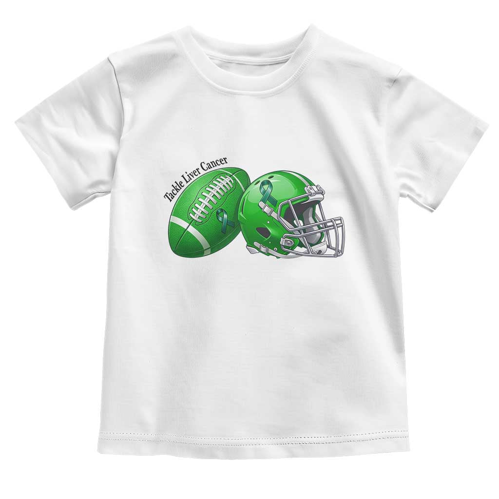 Liver Cancer Support Gift Toddler T Shirt October Tackle Cancer Football