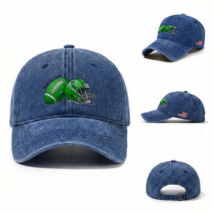 Liver Cancer Support Gift Washed Cotton Baseball Cap October Tackle Cancer Football