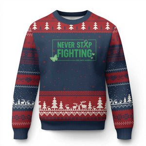 Liver Cancer Warrior Ugly Christmas Sweater Never Stop Fighting Support Gift