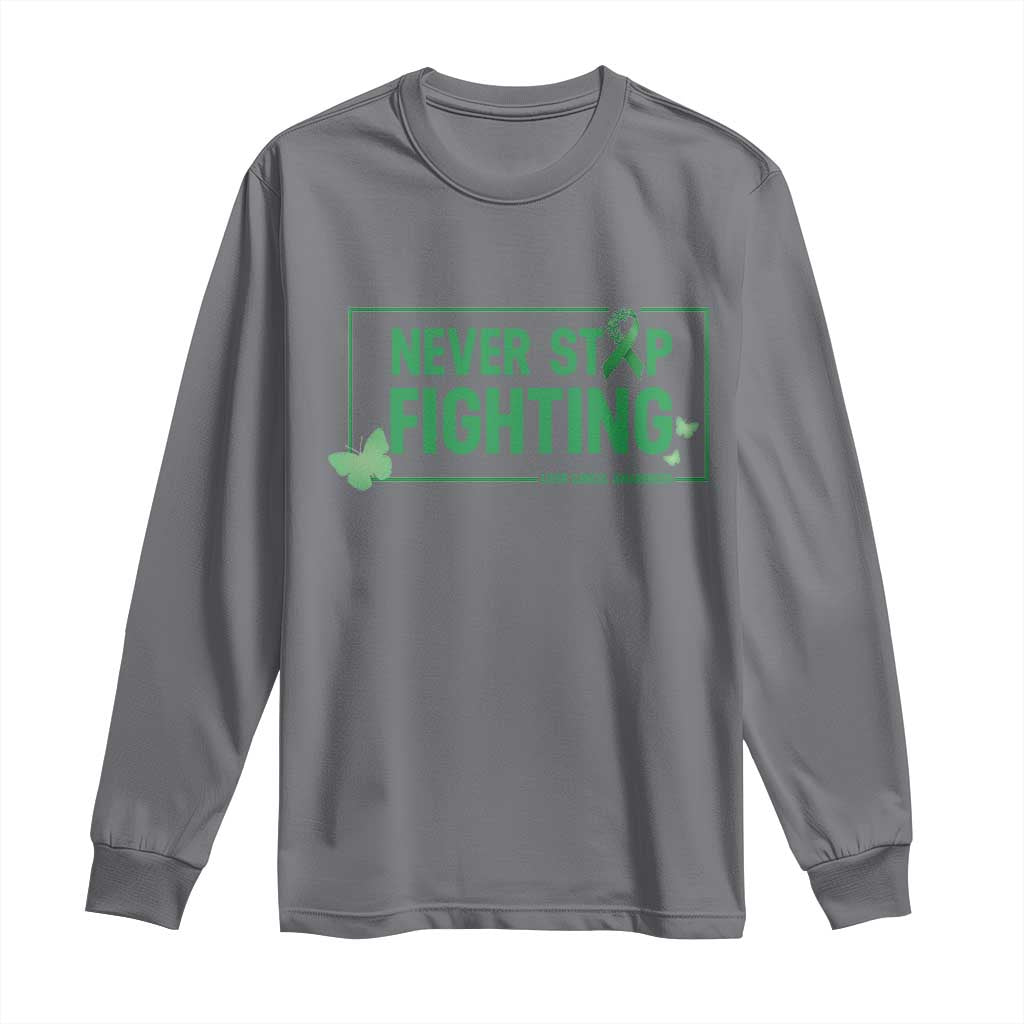 Liver Cancer Warrior Long Sleeve Shirt Never Stop Fighting Support Gift
