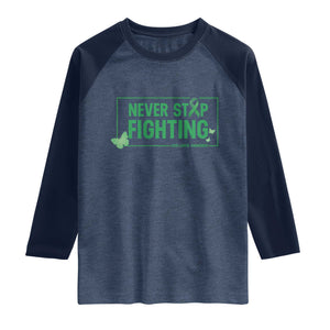 Liver Cancer Warrior Raglan Shirt Never Stop Fighting Support Gift
