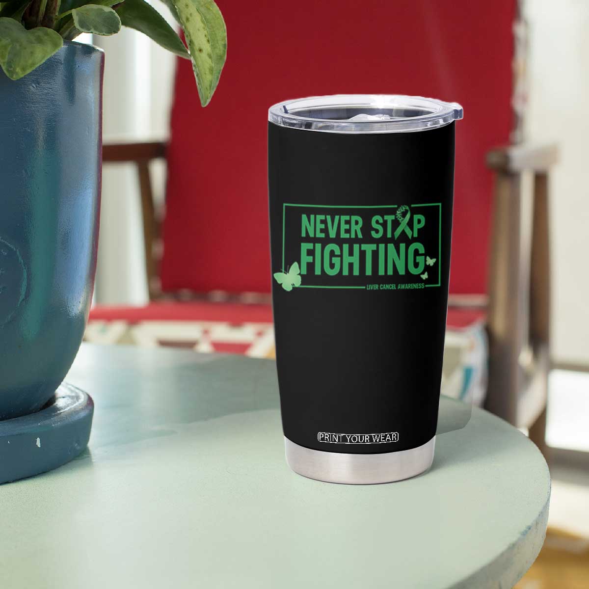 Liver Cancer Warrior Tumbler Cup Never Stop Fighting Support Gift