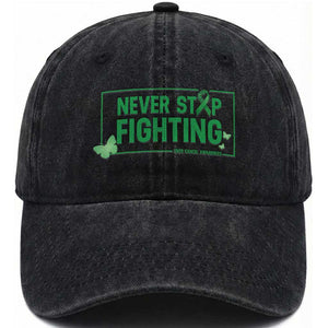 Liver Cancer Warrior Washed Cotton Baseball Cap Never Stop Fighting Support Gift