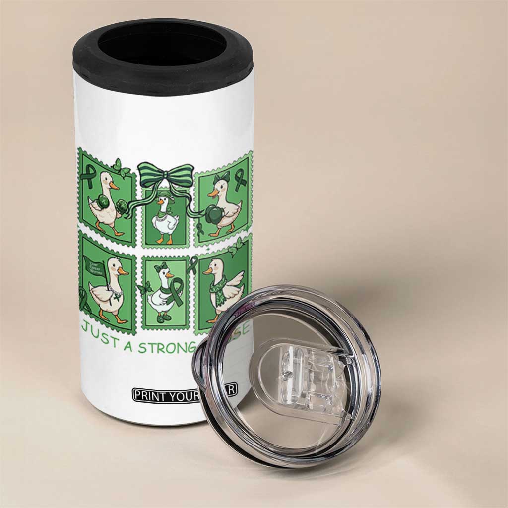 Funny Liver Cancer Warrior Support Gift 4 in 1 Can Cooler Tumbler Just A Strong Goose