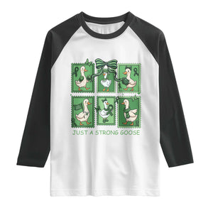 Funny Liver Cancer Warrior Support Gift Raglan Shirt Just A Strong Goose