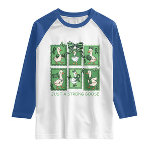 Funny Liver Cancer Warrior Support Gift Raglan Shirt Just A Strong Goose