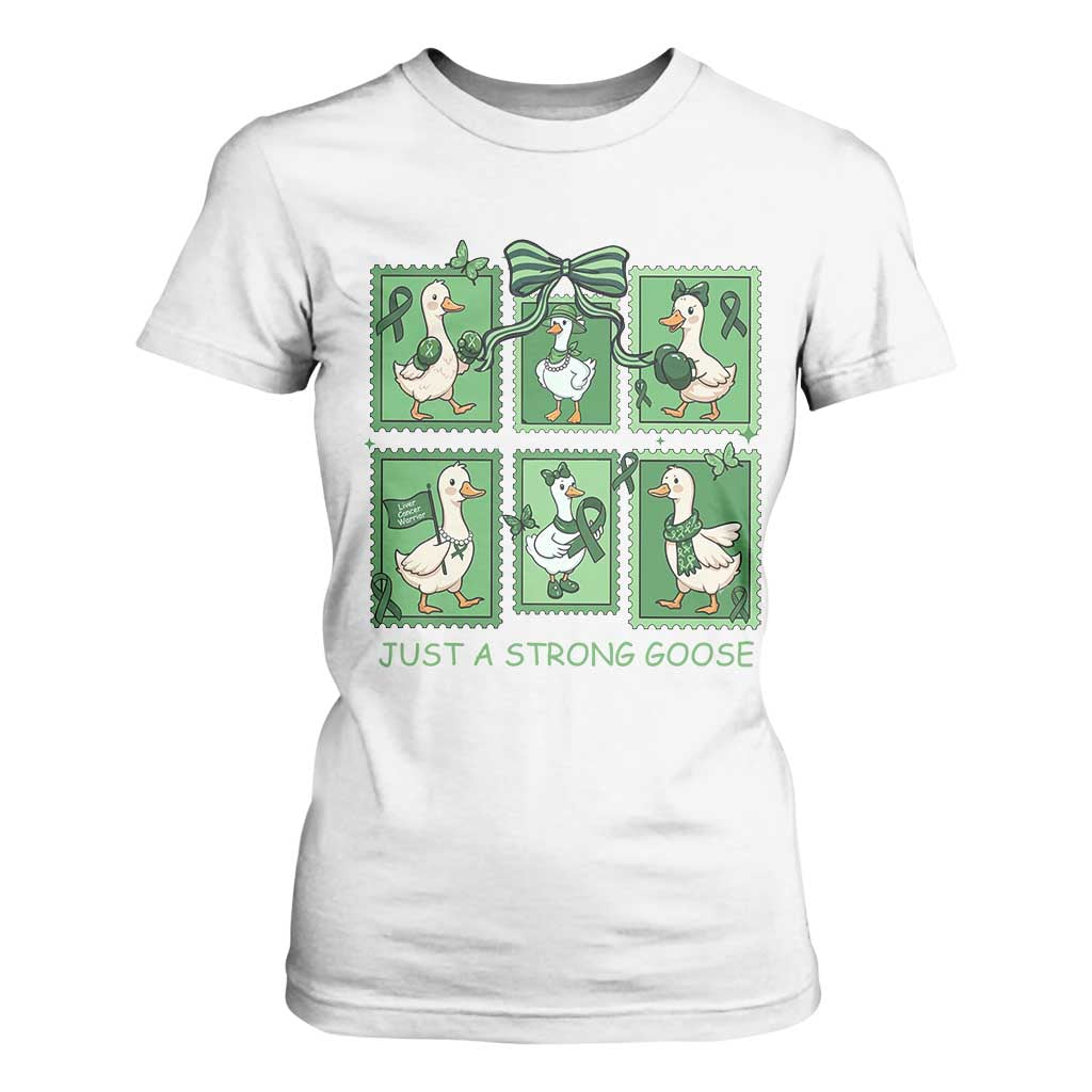 Funny Liver Cancer Warrior Support Gift T Shirt For Women Just A Strong Goose TS12 White Print Your Wear