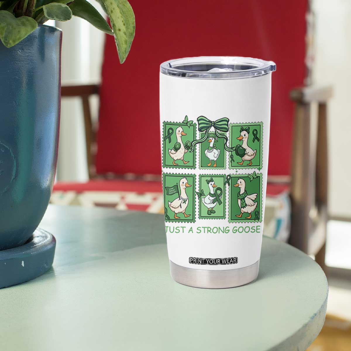 Funny Liver Cancer Warrior Support Gift Tumbler Cup Just A Strong Goose