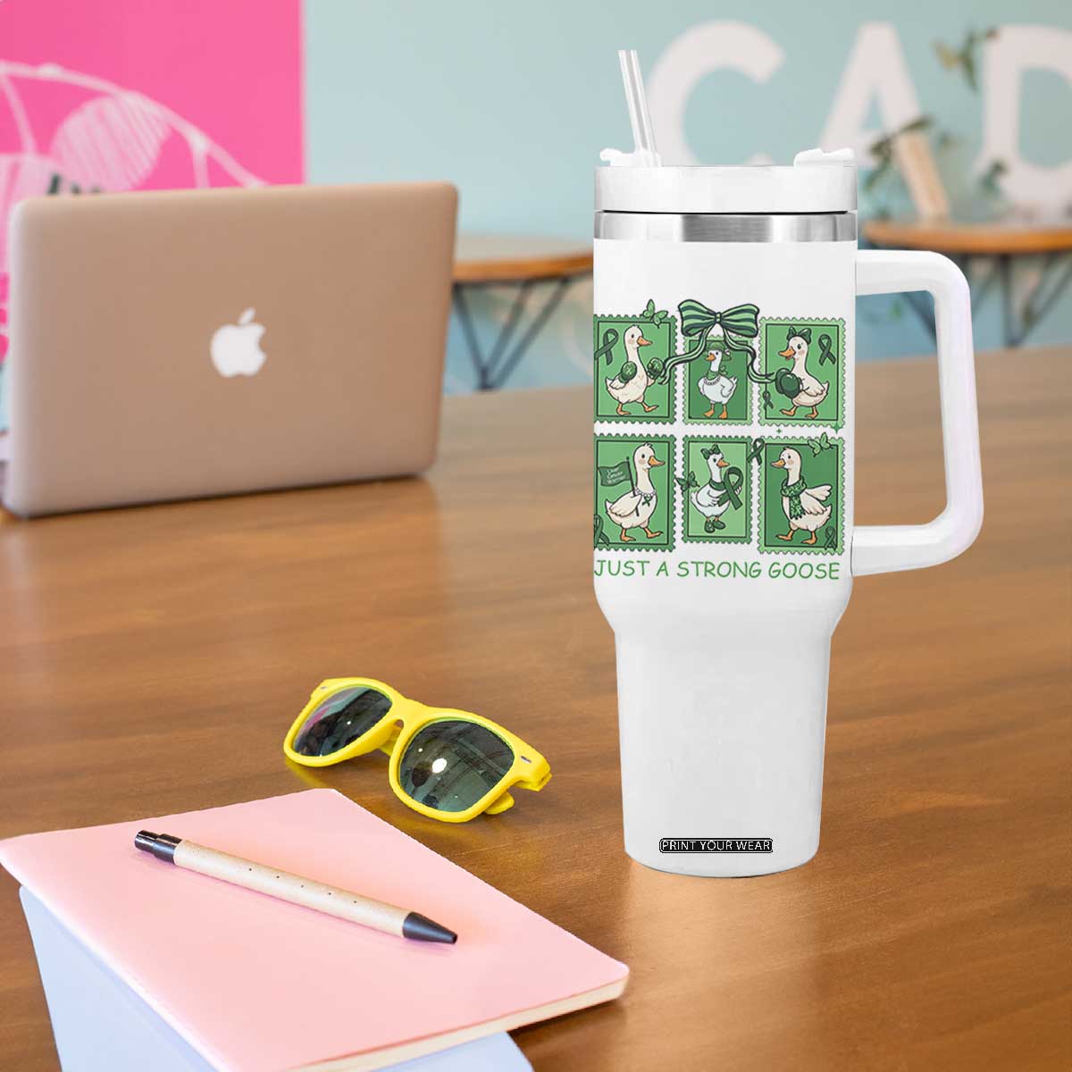 Funny Liver Cancer Warrior Support Gift Tumbler With Handle Just A Strong Goose