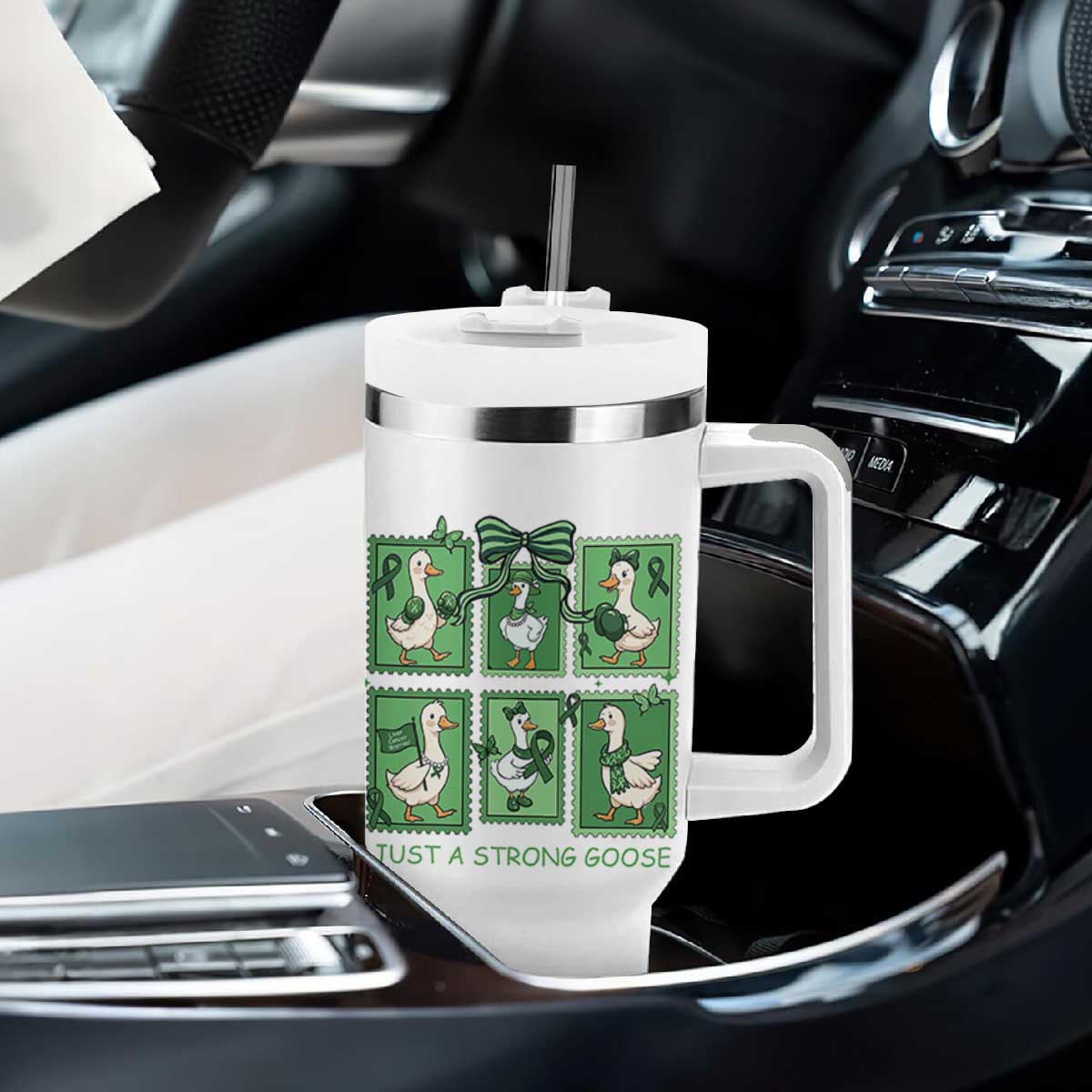 Funny Liver Cancer Warrior Support Gift Tumbler With Handle Just A Strong Goose