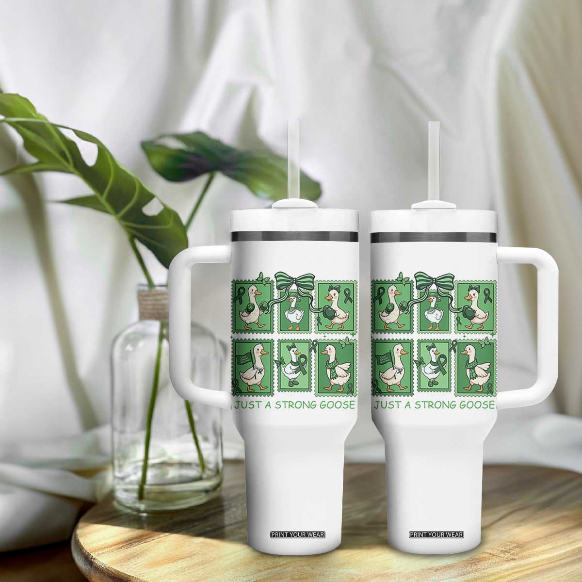 Funny Liver Cancer Warrior Support Gift Tumbler With Handle Just A Strong Goose