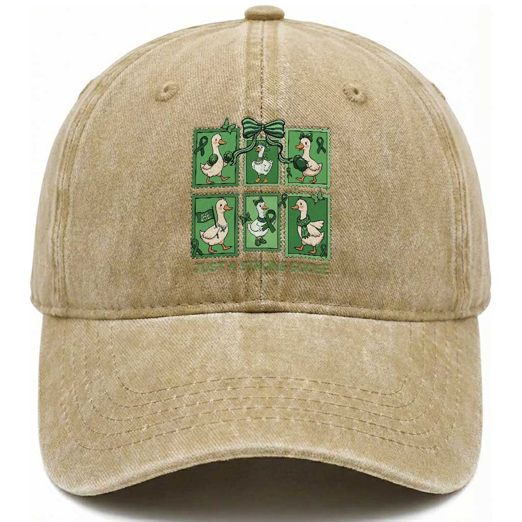 Funny Liver Cancer Warrior Support Gift Washed Cotton Baseball Cap Just A Strong Goose