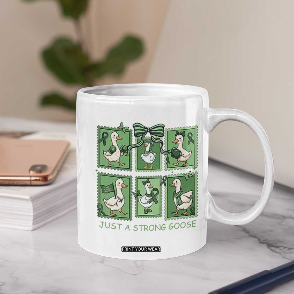 Funny Liver Cancer Warrior Support Gift Coffee Mug Just A Strong Goose