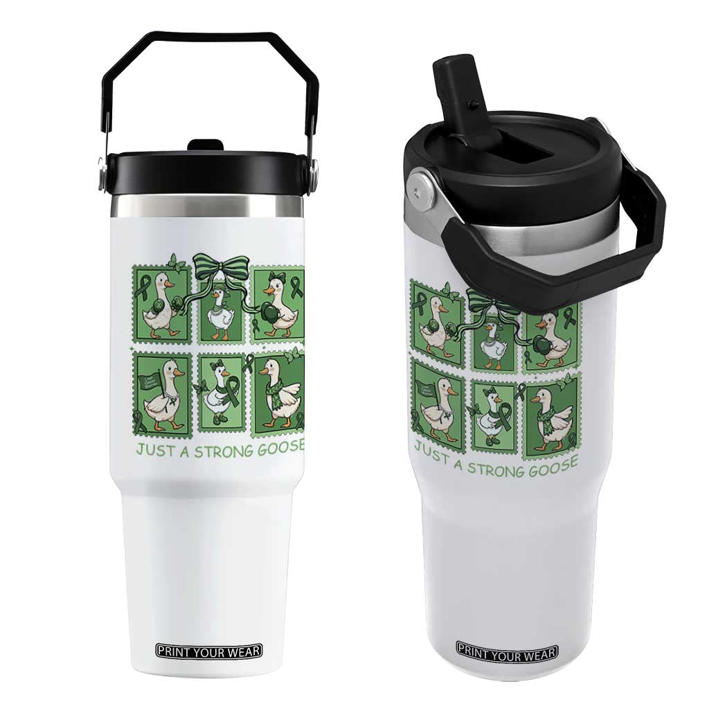 Funny Liver Cancer Warrior Support Gift Flip Straw Tumbler Just A Strong Goose