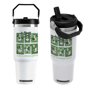 Funny Liver Cancer Warrior Support Gift Flip Straw Tumbler Just A Strong Goose