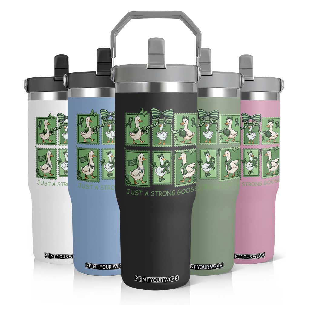 Funny Liver Cancer Warrior Support Gift Flip Straw Tumbler Just A Strong Goose