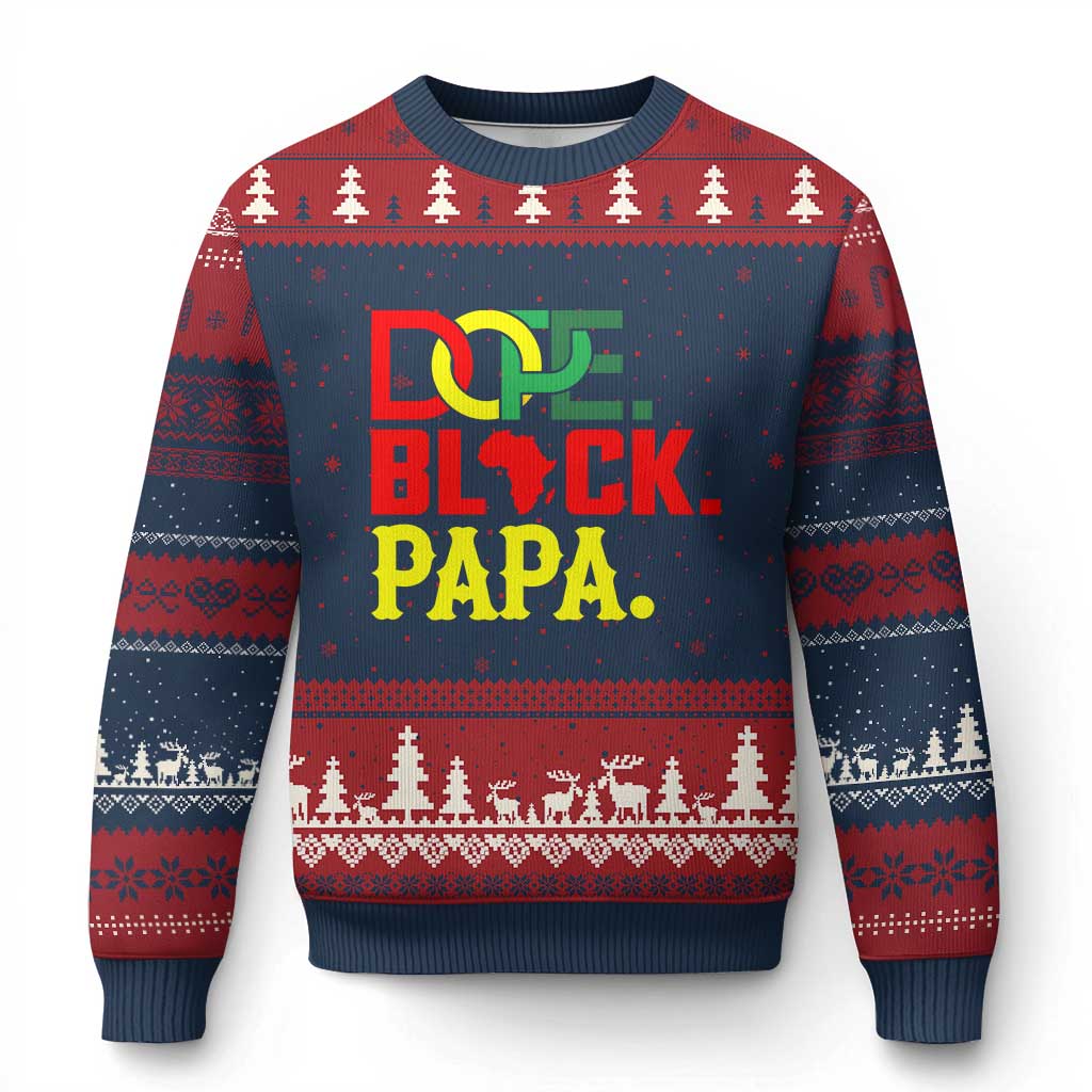 Dope Black Papa Ugly Christmas Sweater Melanin King Fathers Day Gift