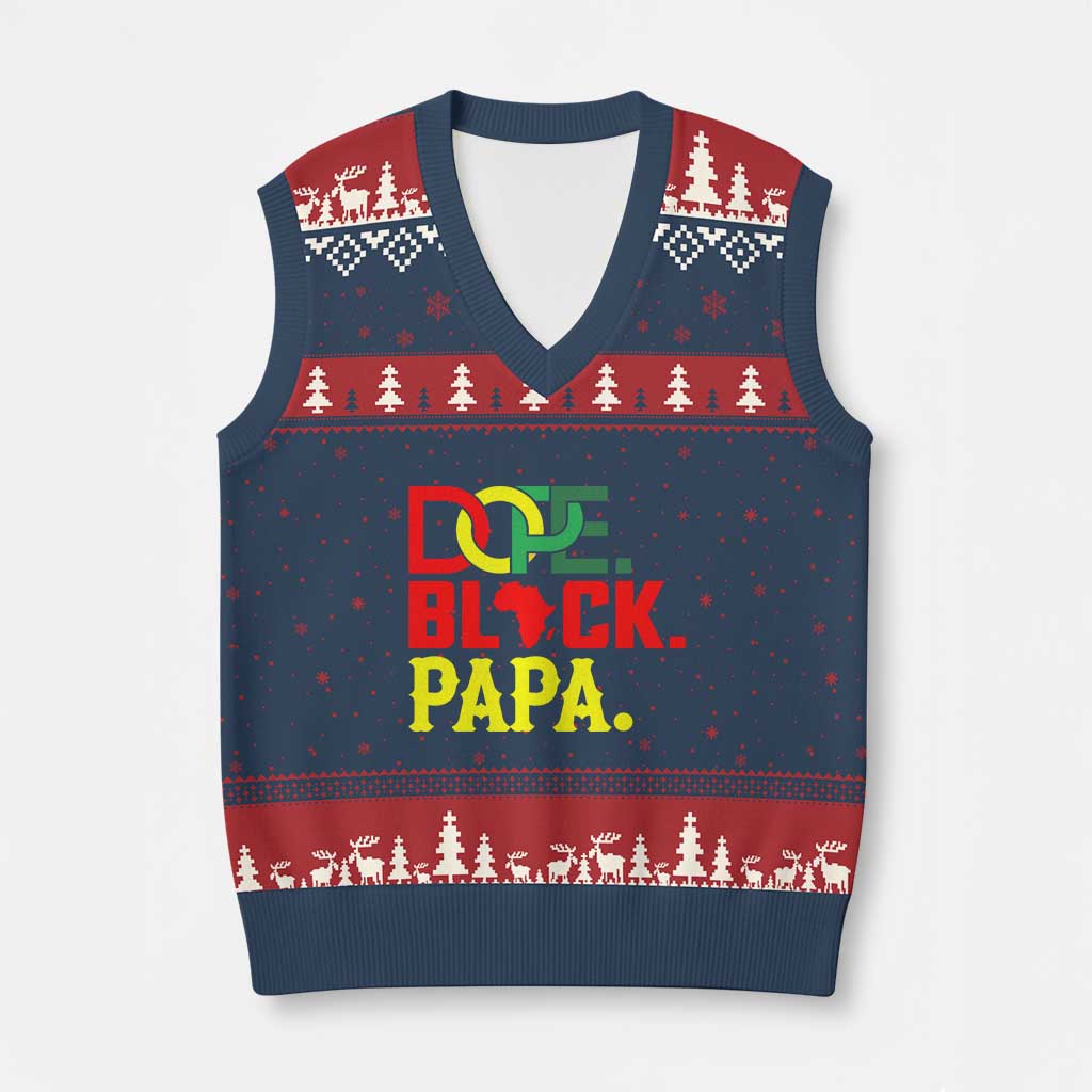 Dope Black Papa V-Neck Knit Sweater Vest Melanin King Fathers Day Gift TS12 Navy Red Print Your Wear