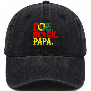 Dope Black Papa Washed Cotton Baseball Cap Melanin King Fathers Day Gift
