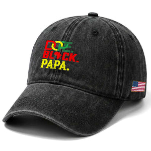 Dope Black Papa Washed Cotton Baseball Cap Melanin King Fathers Day Gift