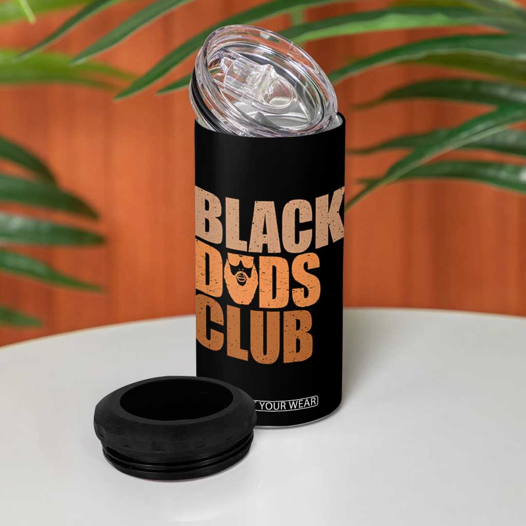 Black Dads Club 4 in 1 Can Cooler Tumbler African American Fathers Day Gift