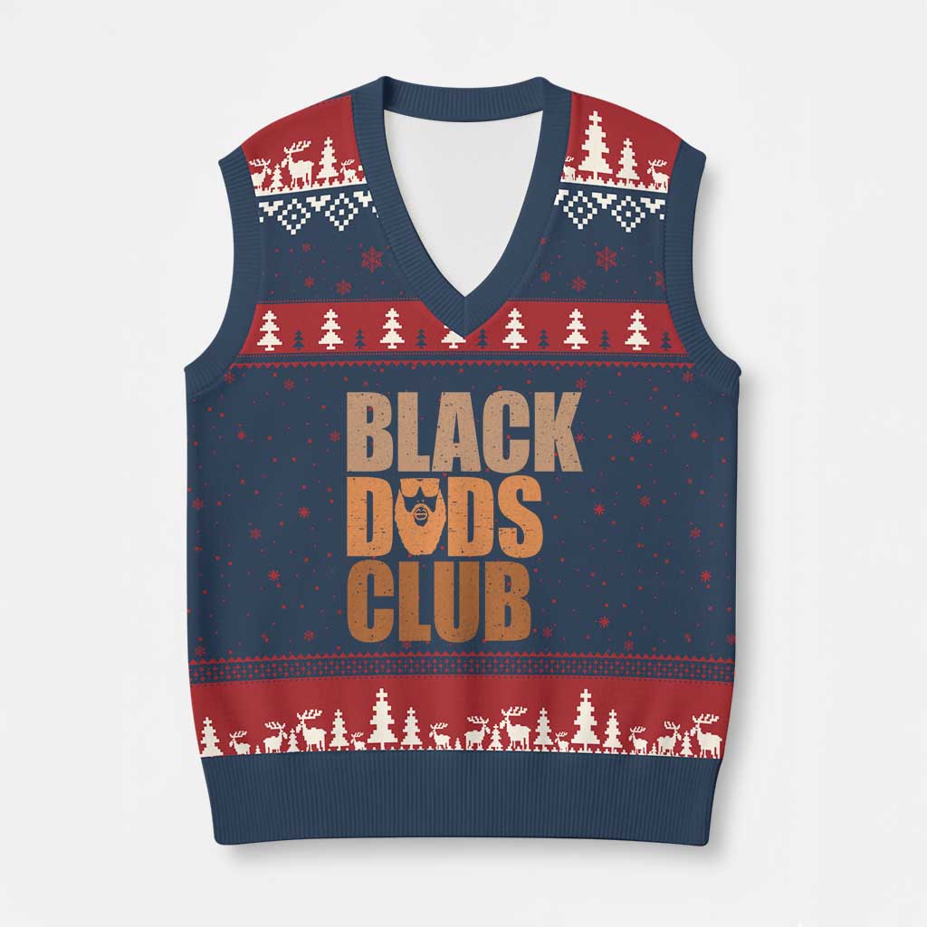 Black Dads Club V-Neck Knit Sweater Vest African American Fathers Day Gift
